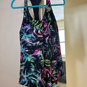 Plus size - tankini top- Colorful Patterned